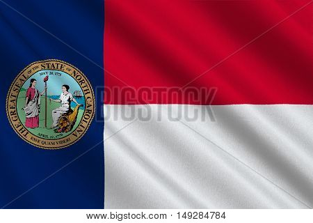 Flag of North Carolina is a state in the southeastern region of the United States. 3D illustration
