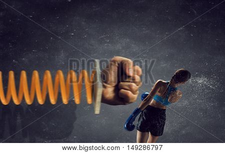 She is determined to fight . Mixed media