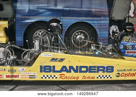 Norway Drag Racing, Yellow Race Car Side View