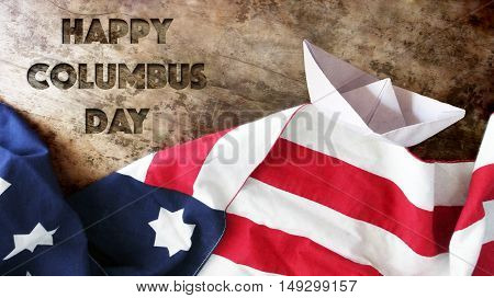 Happy Columbus day. Use Flag on Wood