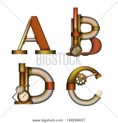 Set of Steampunk alphabet letter for your design. Vector illustration.