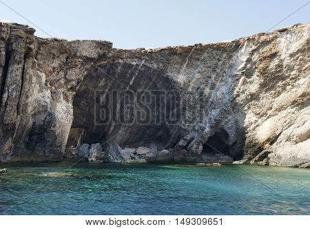 Maltese coastline. Caves in Lapsi are, Malta, Europe