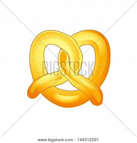 Pretzel isolated on white. Vector Illustration, Hand Drawn. A crisp biscuit baked for Oktoberfest traditional beer festival in Germany. Food, crisp biscuit baked in the form of a knot flavored with salt.