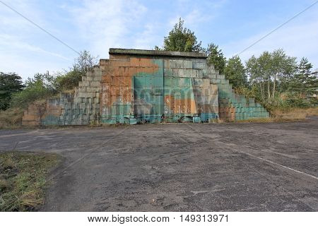 old disused military hangar in the woods