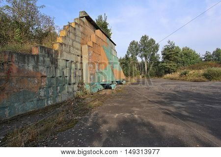 old disused military hangar in the woods
