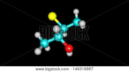 2S3R3-Bromobutan-2-ol chemical compound isolated on white. 3d illustration