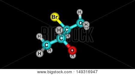 2S3R3-Bromobutan-2-ol chemical compound isolated on white. 3d illustration