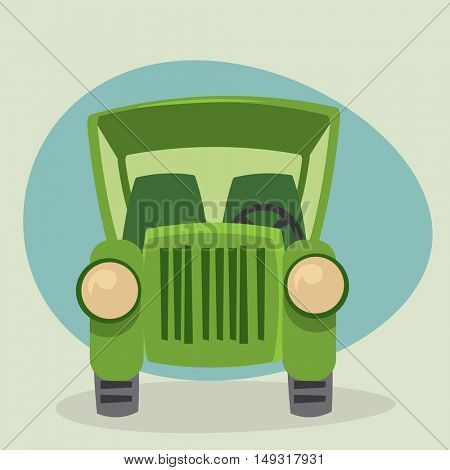 Classic Old Cartoon Car - front view