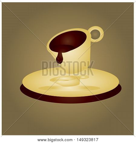 Gold cup with coffee inside the cup stand