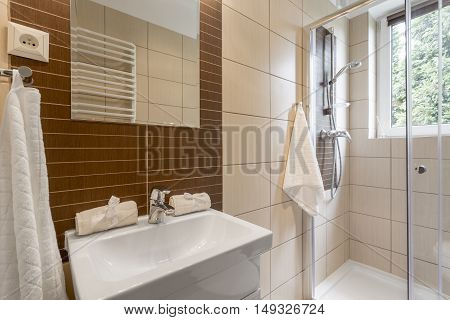 Small Bathroom In Brown Idea