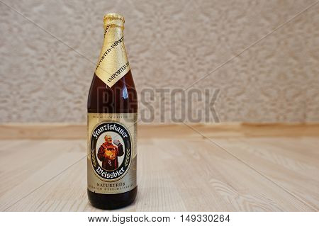 Kyiv, Ukraine -29 August 2016: Franziskaner Weissbier