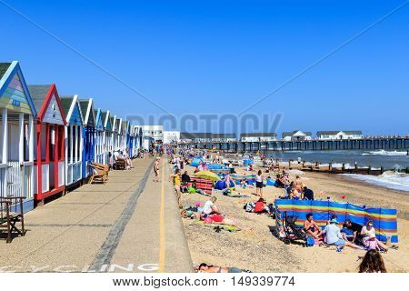 Crowded Beach At Southwold In Uk
