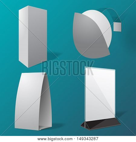 Isolated Table tents and wobbler. Vector set