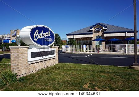 PLAINFIELD, ILLINOIS / UNITED STATES - SEPTEMBER 19, 2016: Culver's Restaurant in Plainfield specializes in frozen custard and butter burgers.