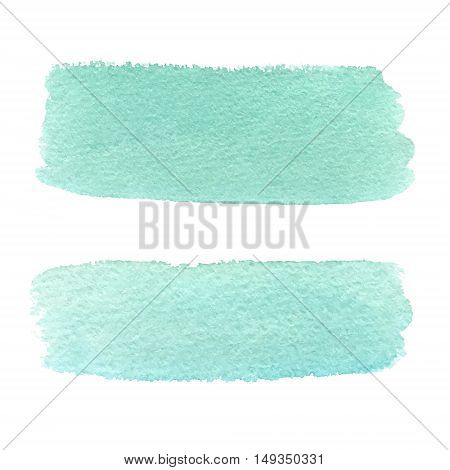 Hand drawn blue watercolor paint brush spot. Vector shape isolated on white background.