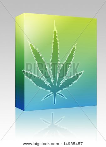 Boîte de paquet logiciel illustration feuille de Marijuana cannabis, symbole abstrait design