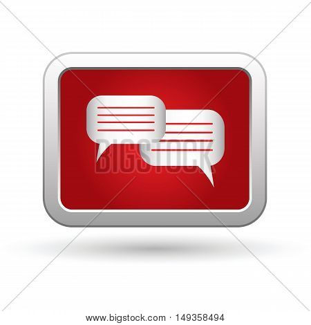 Speech bubbles icon on the button. Vector illustration