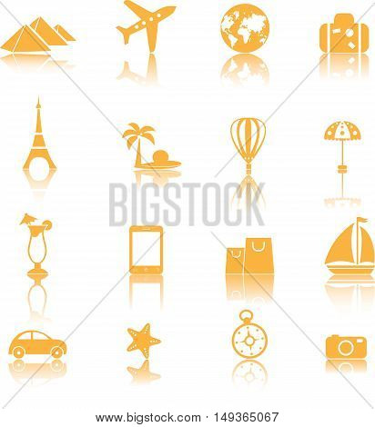 Travel icons set on white backgrounf, vector illustration