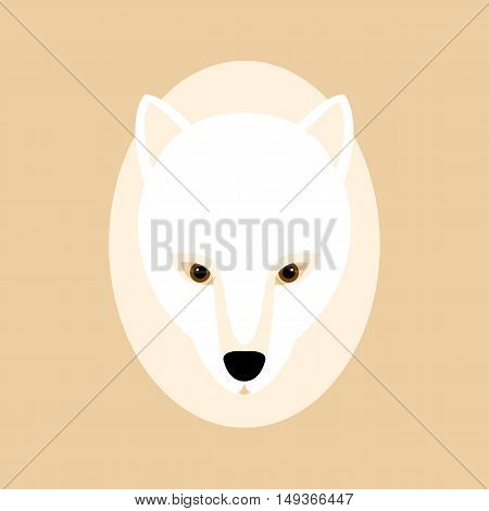 polar fox head vector illustration style Flat