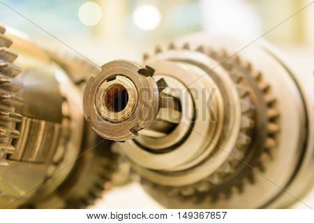 Gears, impaled on the shaft spline. Friction clutch machine tool.