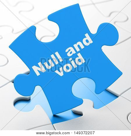 Law concept: Null And Void on Blue puzzle pieces background, 3D rendering