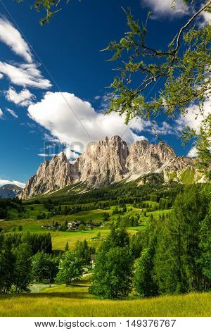 Magnificent Valley With Cristallo Mountain Group Near Cortina D'ampezzo, Dolomites Mountains, Italy 