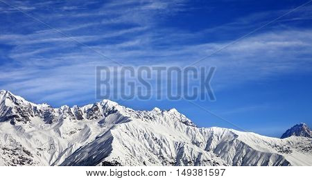 Panoramic View On Winter Mountains At Sun Winter Day