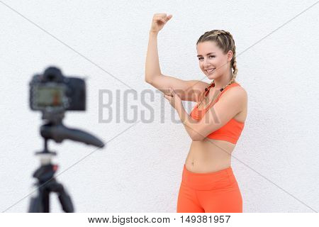 Young Fitness Blogger Taking A Selfie Video