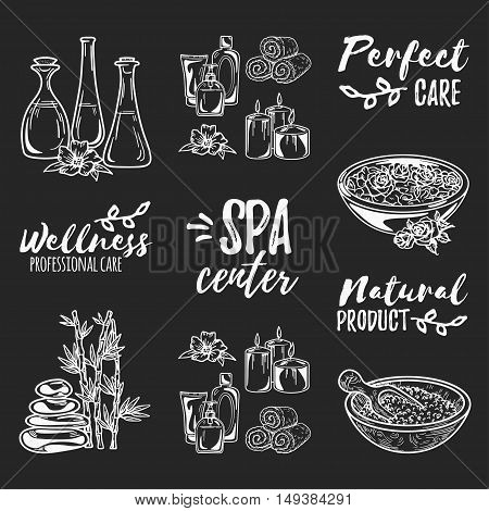 Hand drawn vector pattern SPA and Beauty pictures