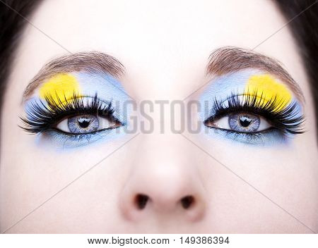 A beautiful insightful look blue woman's eyes
