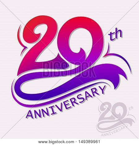 20th Years Anniversary Design, Template celebration sign. Vector