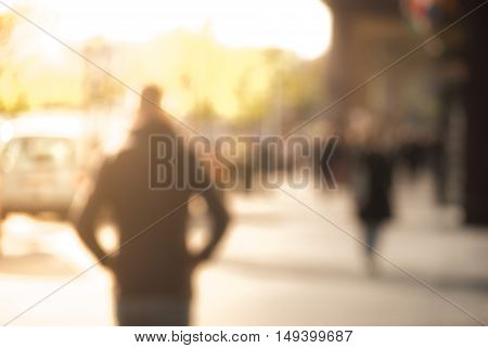 City commuters at sunset. Blurred background image for business, modile apps, and other uses.