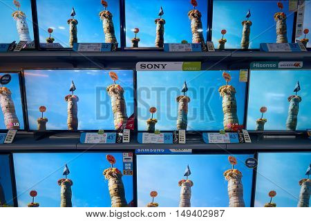 HONG KONG - CIRCA JANUARY, 2016: an electronic store at shopping center in Hong Kong. Shopping is a widely popular social activity in Hong Kong.