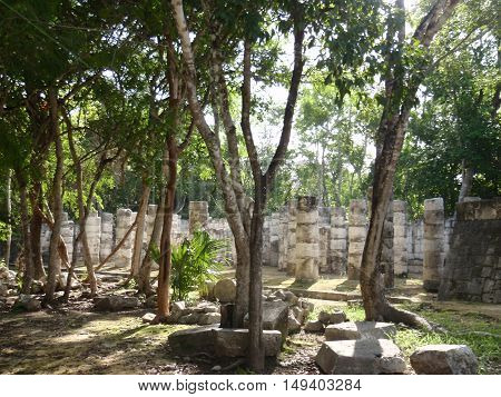 Tourist icons - historical Mayan architecture in Mexico