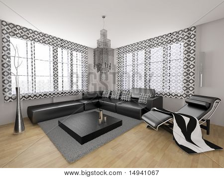 Arredamento moderno tradizionale nero 3d