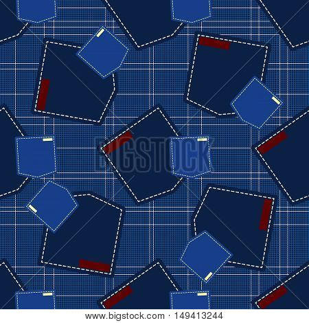 Denim style vector seamless pattern. Elements for your design. Eps10