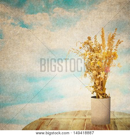 Textured Old Paper Background With Flower