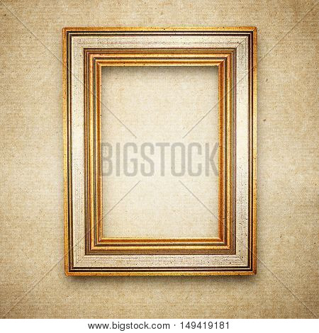 Ventage Wood Frame Background, On Grunge Paper Texture