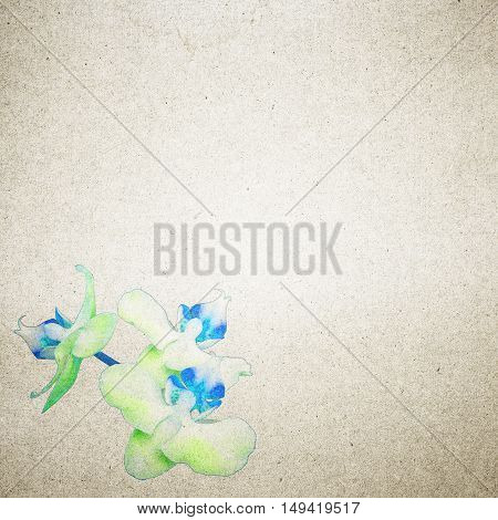 Textured Old Paper Background With Flower