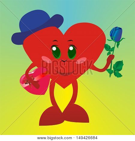composition with a heart in the shape of a man who keeps a box of chocolates and a rose
composition with a heart in the shape of a man who keeps a box of chocolates and a rose