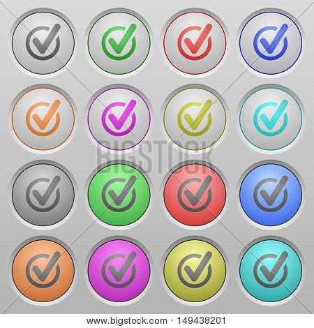 Set of checked data plastic sunk spherical buttons.