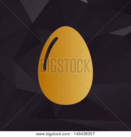 Chiken Egg Sign. Golden Style On Background With Polygons.