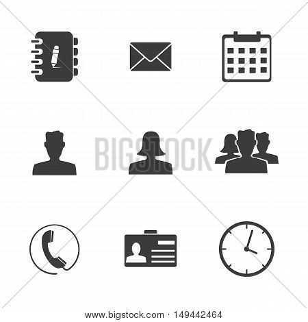 Office set icons. Office set Vector icons isolated on white background. Flat vector illustration in black. EPS 10