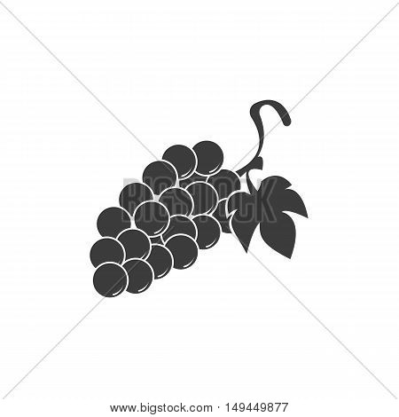 Grapes Icon. Grapes Vector Isolated On White Background. Flat Vector Illustration In Black. Eps 10