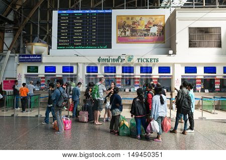 Ticketing Counters At Hua Lamphong Railway Station In Bangkok.