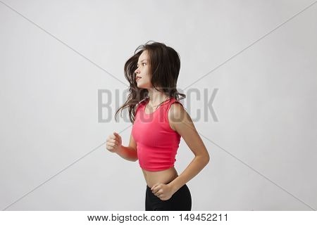 Portrait of a runner on a white background hd
