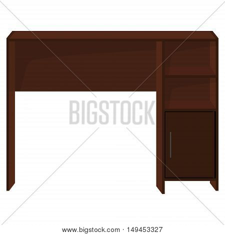 Vector illustration office desk. Wooden office writing table furniture with drawer isolated on white background
