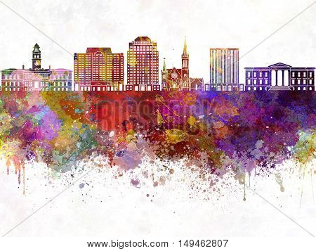 Colorado Springs skyline artisc abstract in watercolor background