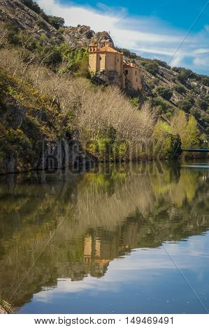 Beautiful Landscape With River Duero, St. Saturio Chirch And Reflections In Water