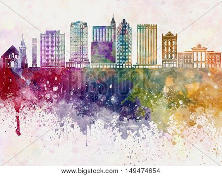 Raleigh skyline artisc abstract in watercolor background